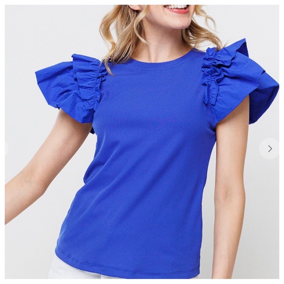 Boho Double Ruffled Sleeve Top - Picture 3 of 3